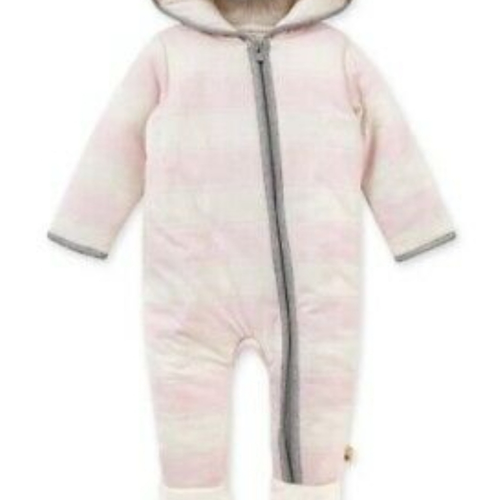 Rugby Peace Stripe Zip Front Hooded Organic Baby Bunting